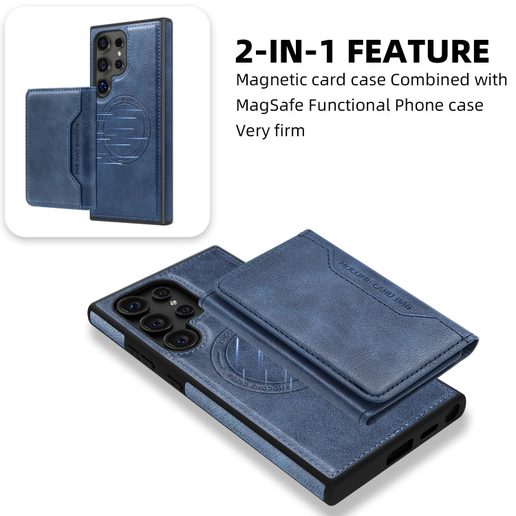 For Samsung Galaxy S22+ 5G Shield Multi-functional MagSafe Card Bag Phone Case