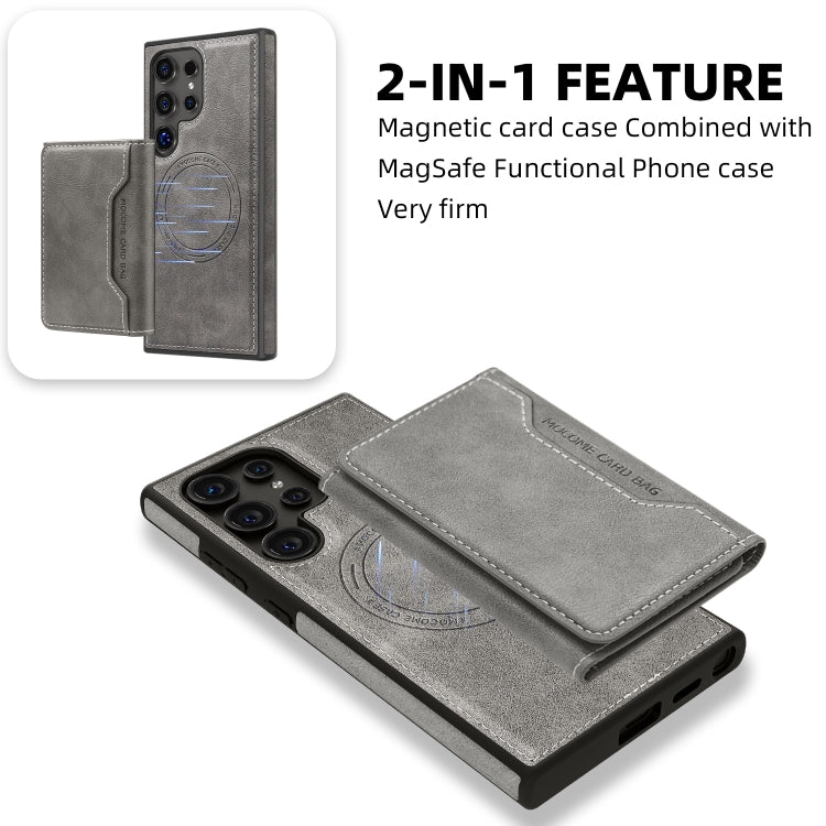 For Samsung Galaxy S22+ 5G Shield Multi-functional MagSafe Card Bag Phone Case