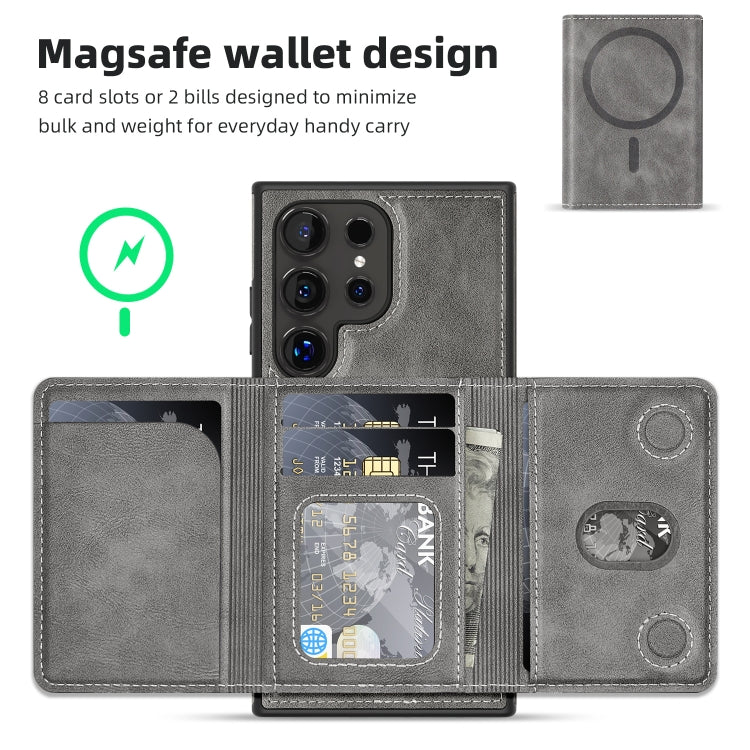 For Samsung Galaxy S24 5G Shield Multi-functional MagSafe Card Bag Phone Case