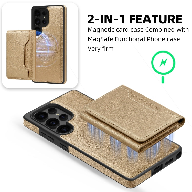 For Samsung Galaxy S25+ 5G Shield Multi-functional MagSafe Card Bag Phone Case