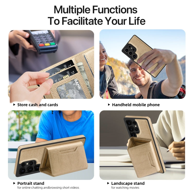 For Samsung Galaxy S25+ 5G Shield Multi-functional MagSafe Card Bag Phone Case