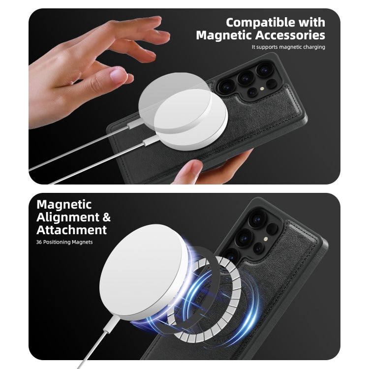 For Samsung Galaxy S25+ 5G Shield Multi-functional MagSafe Card Bag Phone Case