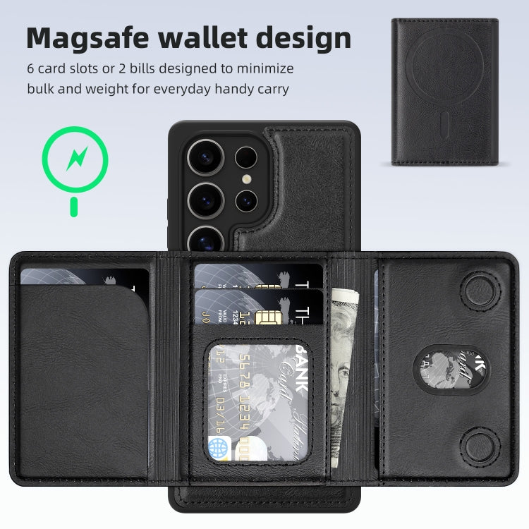For Samsung Galaxy S25+ 5G Shield Multi-functional MagSafe Card Bag Phone Case