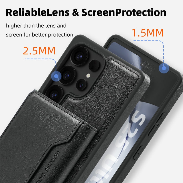 For Samsung Galaxy S25+ 5G Shield Multi-functional MagSafe Card Bag Phone Case