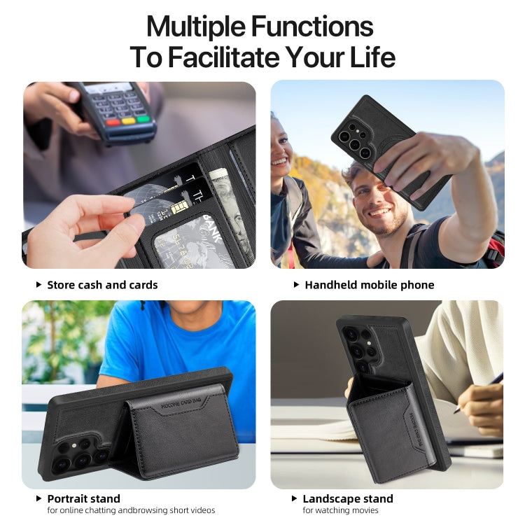 For Samsung Galaxy S25+ 5G Shield Multi-functional MagSafe Card Bag Phone Case
