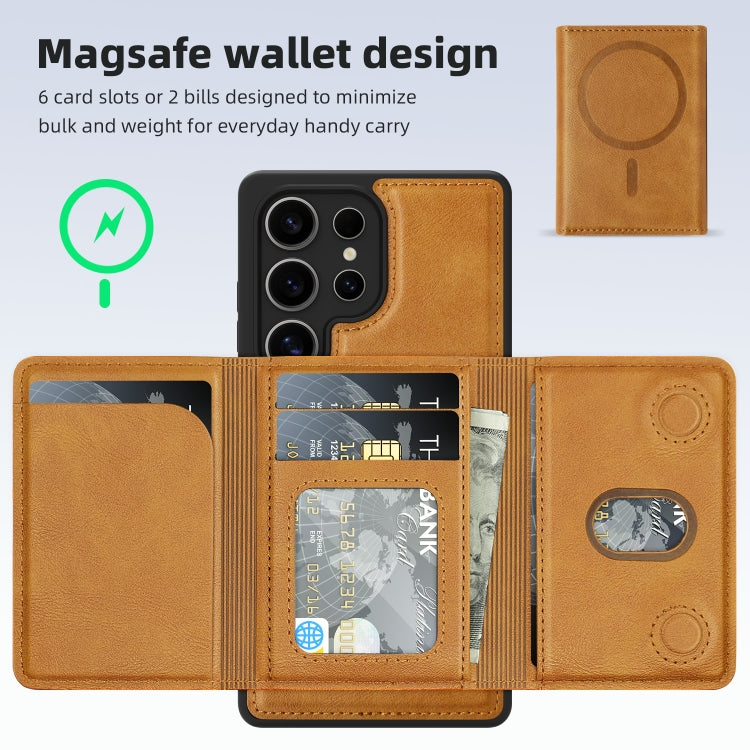 For Samsung Galaxy S25+ 5G Shield Multi-functional MagSafe Card Bag Phone Case