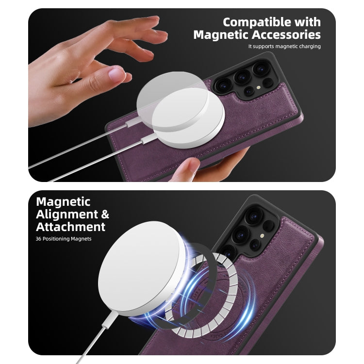 For Samsung Galaxy S25+ 5G Shield Multi-functional MagSafe Card Bag Phone Case