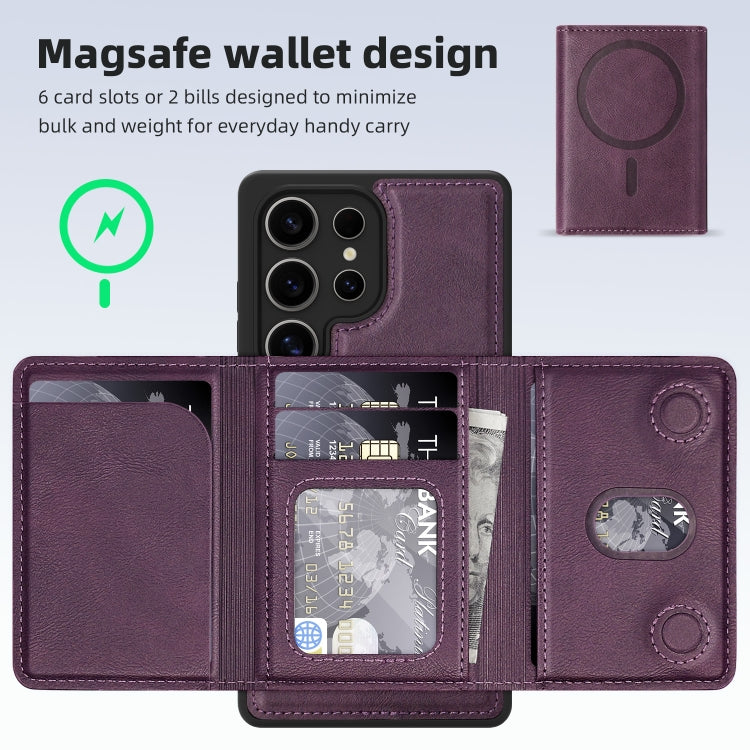 For Samsung Galaxy S25+ 5G Shield Multi-functional MagSafe Card Bag Phone Case