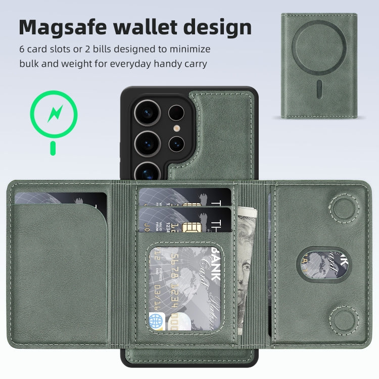For Samsung Galaxy S25+ 5G Shield Multi-functional MagSafe Card Bag Phone Case