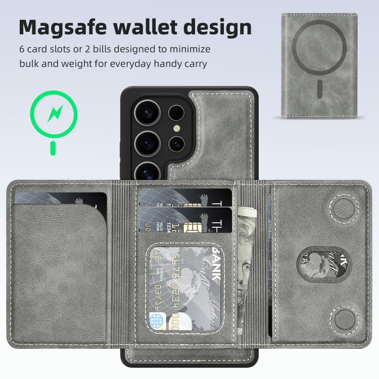 For Samsung Galaxy S25+ 5G Shield Multi-functional MagSafe Card Bag Phone Case