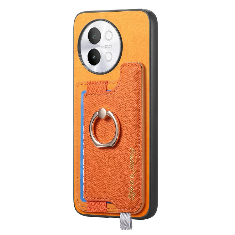 For vivo S18e 5G Retro Magsafe Cross Leather Ring Holder Card Bag Phone Case