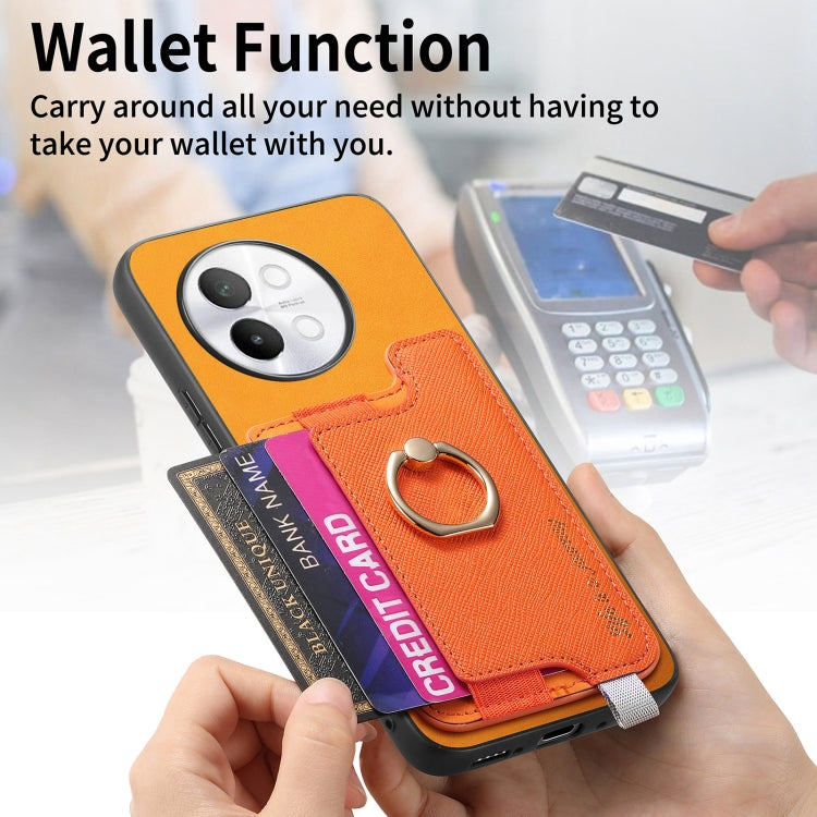 For vivo S18e 5G Retro Magsafe Cross Leather Ring Holder Card Bag Phone Case