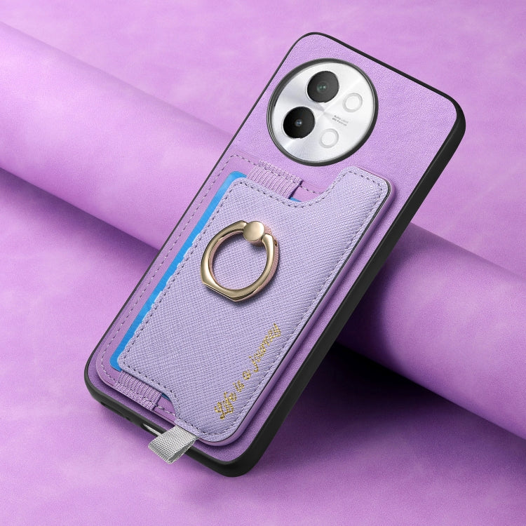 For vivo X100 5G Retro Magsafe Cross Leather Ring Holder Card Bag Phone Case