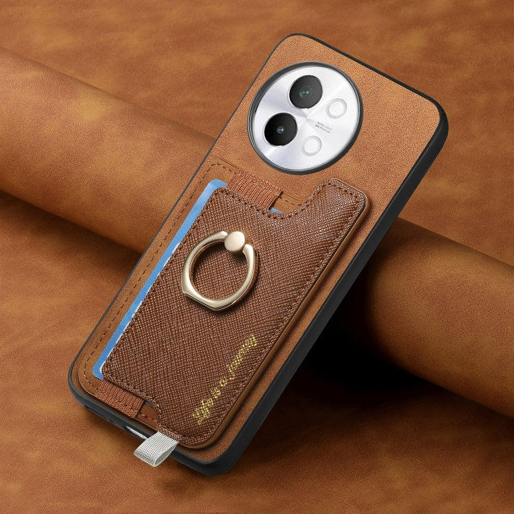 For vivo S17e / iQOO Z7 Pro / T2 Pro Retro Magsafe Cross Leather Ring Holder Card Bag Phone Case