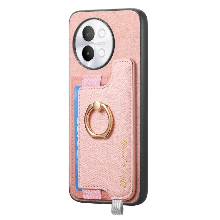 For vivo iQOO 11 Pro 5G Retro Magsafe Cross Leather Ring Holder Card Bag Phone Case