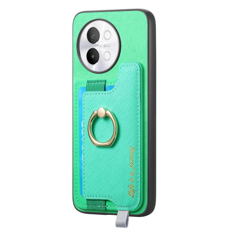 For vivo iQOO 11 Pro 5G Retro Magsafe Cross Leather Ring Holder Card Bag Phone Case