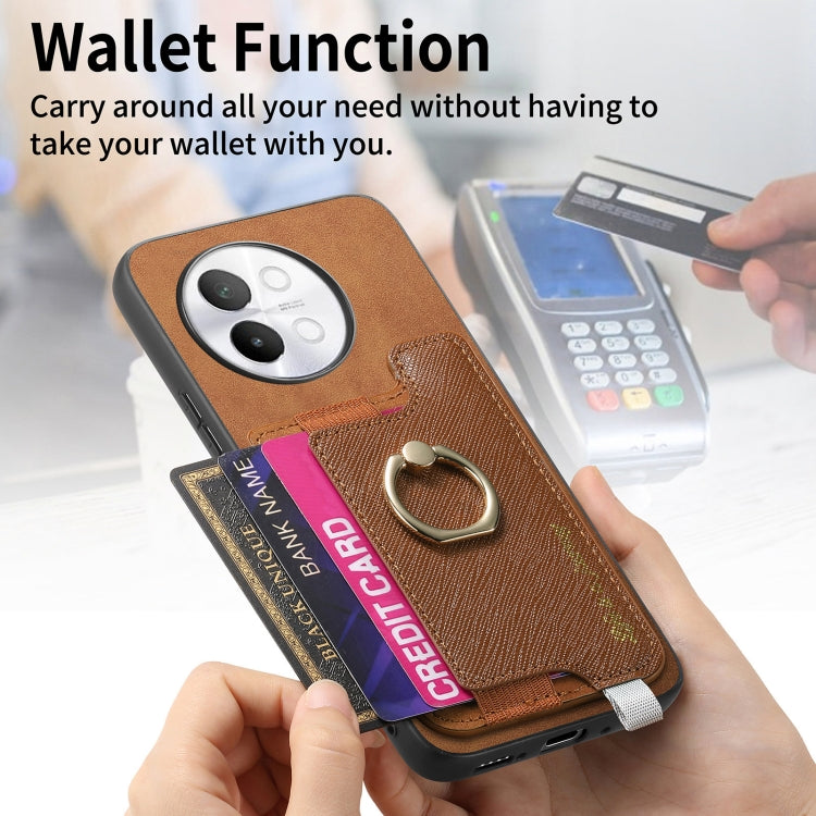 For vivo iQOO Neo9 / Neo9 Pro 5G Retro Magsafe Cross Leather Ring Holder Card Bag Phone Case