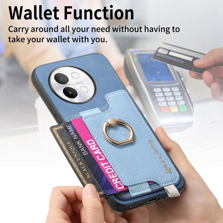 For vivo Y200 / V29e Retro Magsafe Cross Leather Ring Holder Card Bag Phone Case