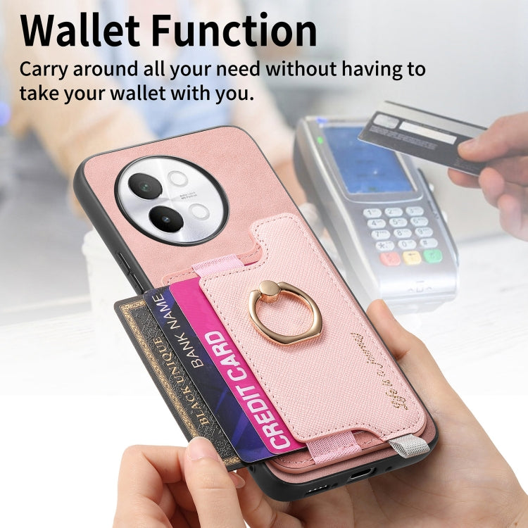 For vivo Y200 / V29e Retro Magsafe Cross Leather Ring Holder Card Bag Phone Case