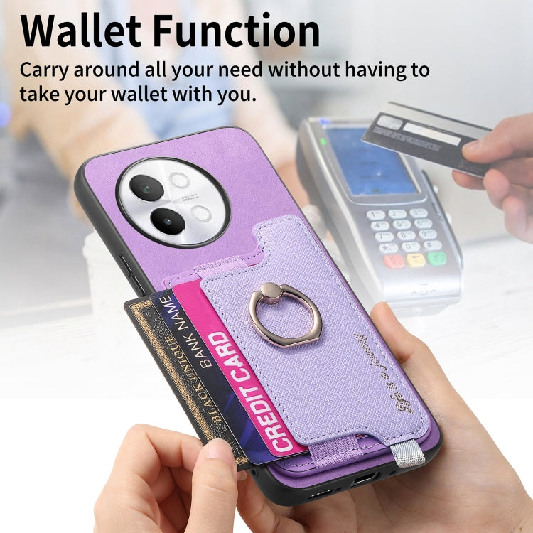 For vivo Y200 / V29e Retro Magsafe Cross Leather Ring Holder Card Bag Phone Case