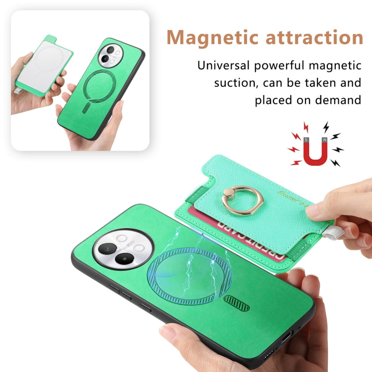 For vivo Y200 / V29e Retro Magsafe Cross Leather Ring Holder Card Bag Phone Case