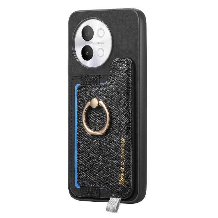 For vivo Y200 / V29e Retro Magsafe Cross Leather Ring Holder Card Bag Phone Case