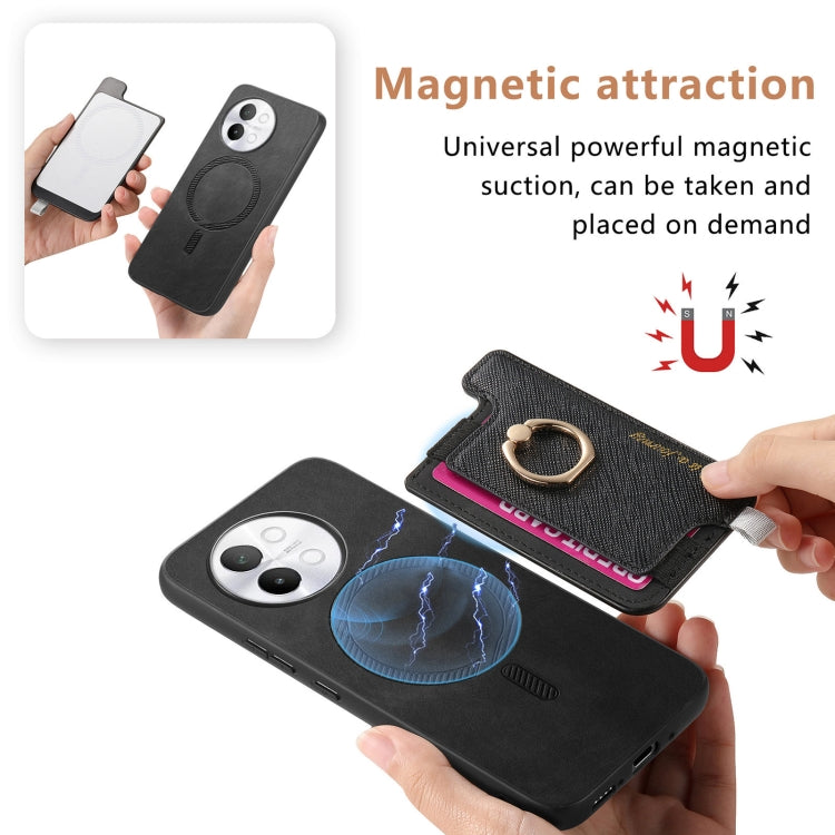 For vivo Y200 / V29e Retro Magsafe Cross Leather Ring Holder Card Bag Phone Case