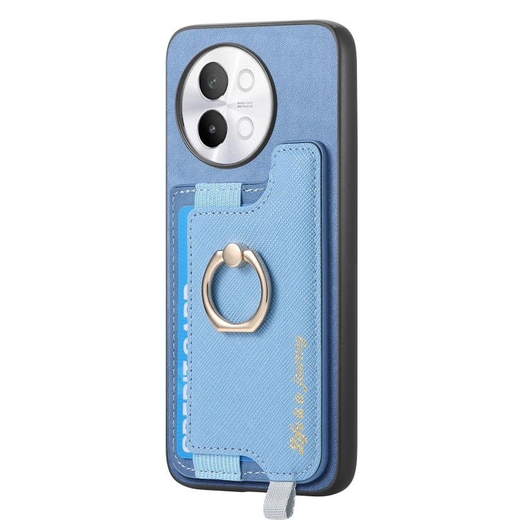 For Vivo iQOO Neo8 / Neo8 Pro Retro Magsafe Cross Leather Ring Holder Card Bag Phone Case