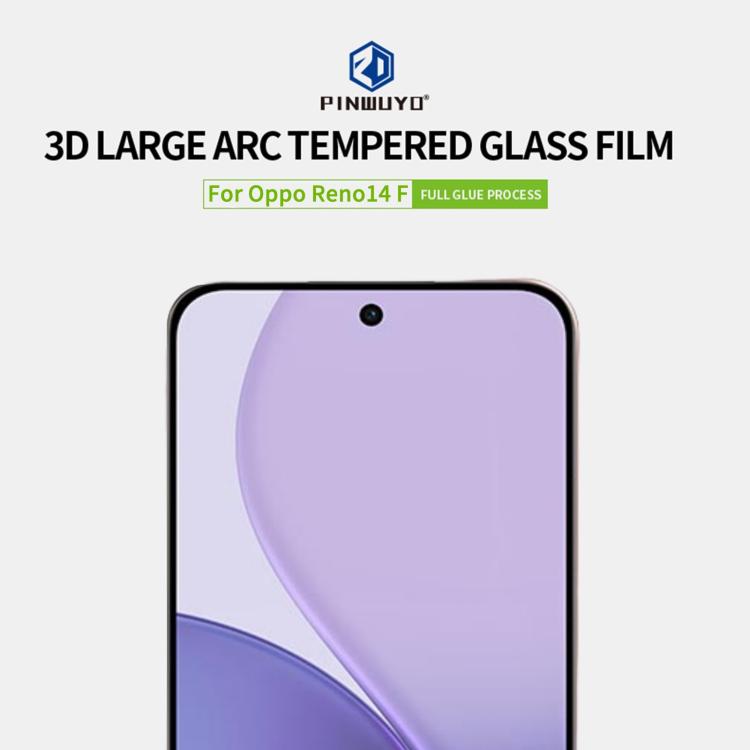For OPPO Reno14 F PINWUYO 9H 3D Full Screen Explosion-proof Tempered Glass Film - Black