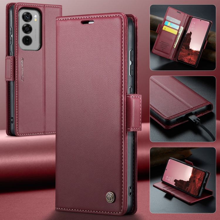 For OPPO Reno12 5G Global CaseMe 023 Butterfly Buckle Litchi Texture RFID Anti-theft Leather Phone Case