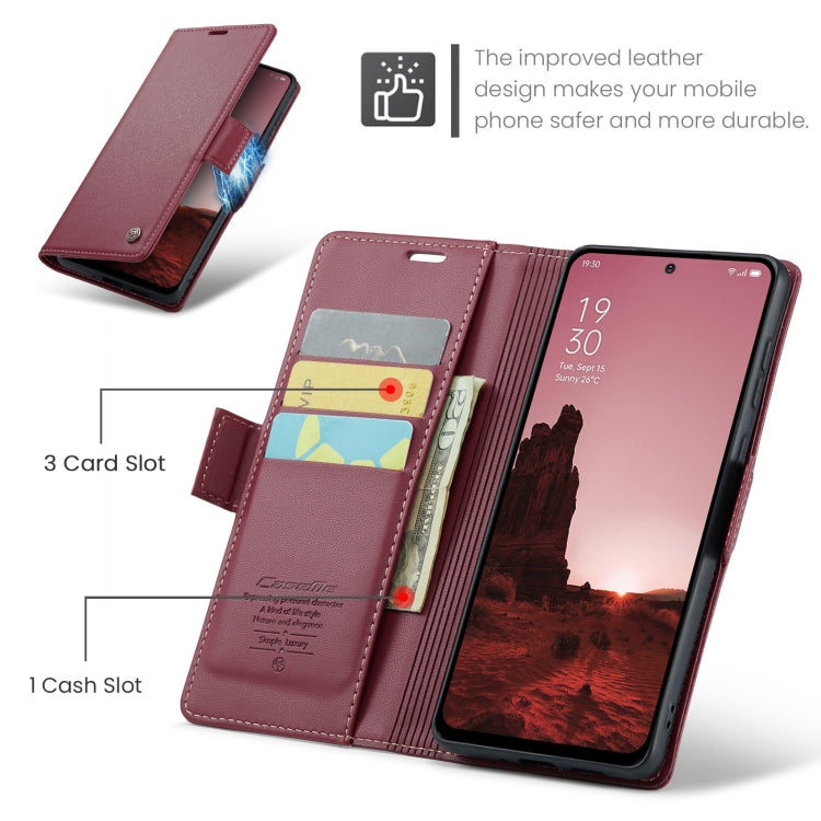 For OPPO Reno12 5G Global CaseMe 023 Butterfly Buckle Litchi Texture RFID Anti-theft Leather Phone Case