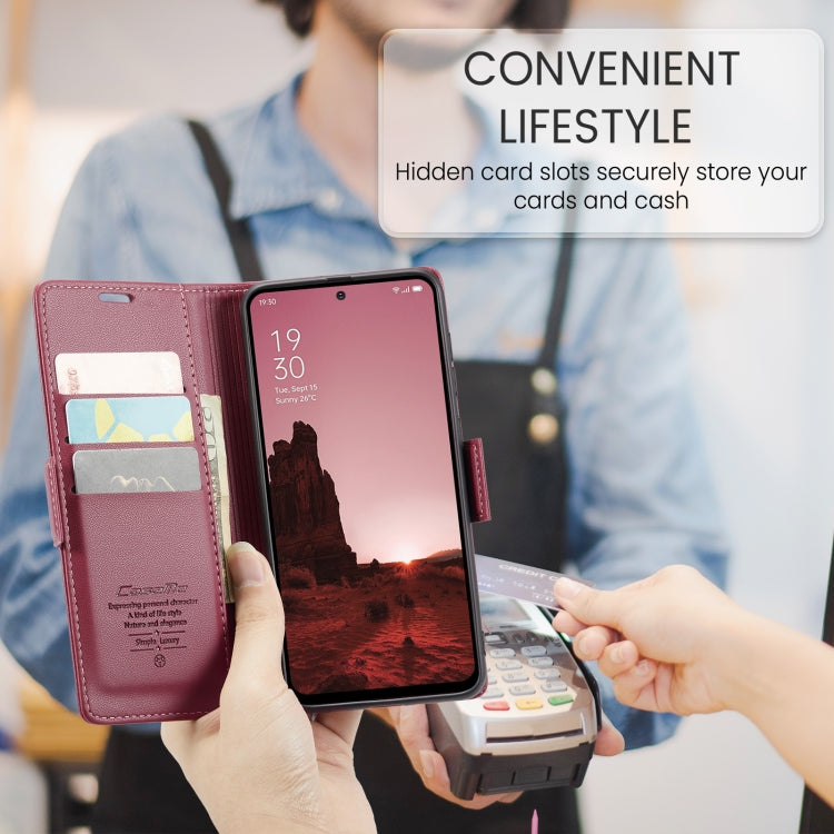 For OPPO Reno12 5G Global CaseMe 023 Butterfly Buckle Litchi Texture RFID Anti-theft Leather Phone Case
