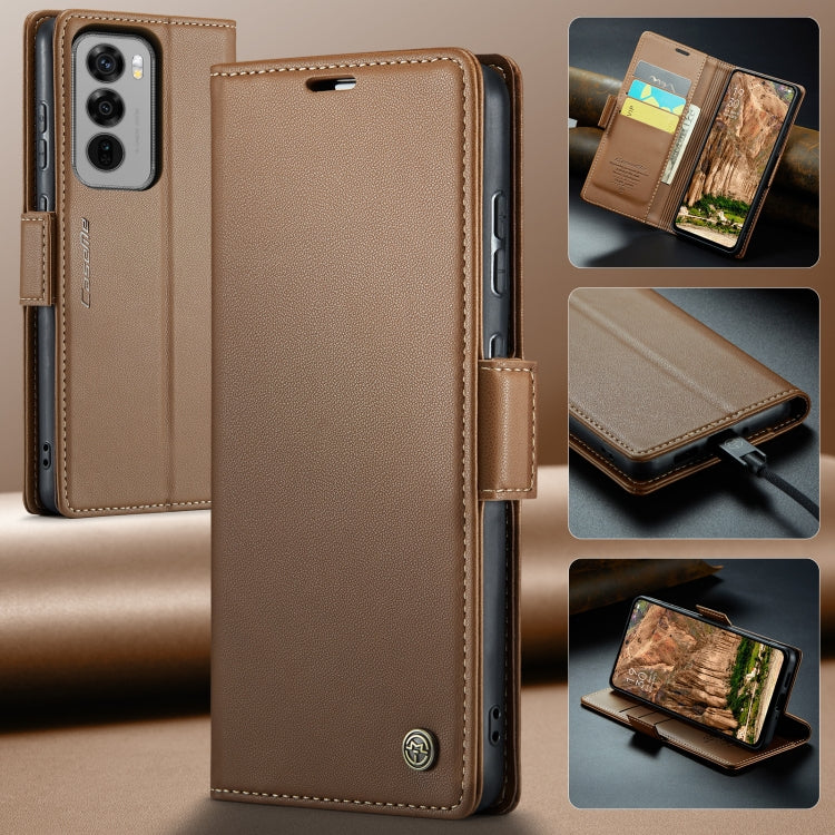 For OPPO Reno12 5G Global CaseMe 023 Butterfly Buckle Litchi Texture RFID Anti-theft Leather Phone Case