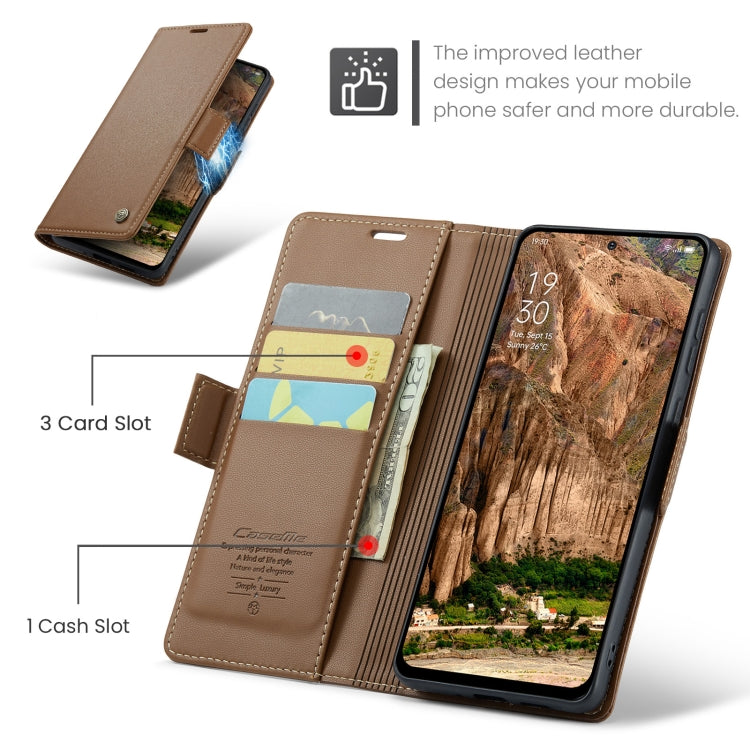 For OPPO Reno12 5G Global CaseMe 023 Butterfly Buckle Litchi Texture RFID Anti-theft Leather Phone Case