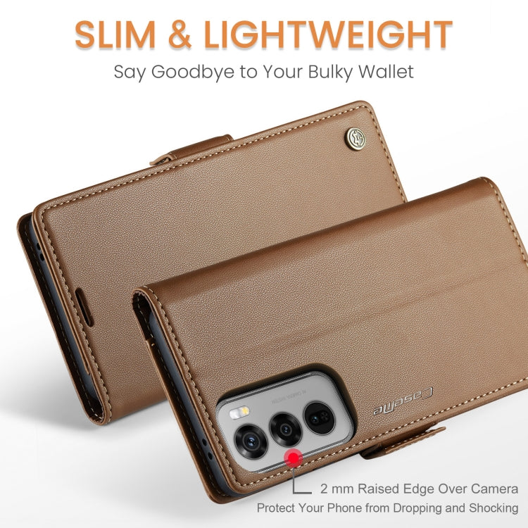 For OPPO Reno12 5G Global CaseMe 023 Butterfly Buckle Litchi Texture RFID Anti-theft Leather Phone Case