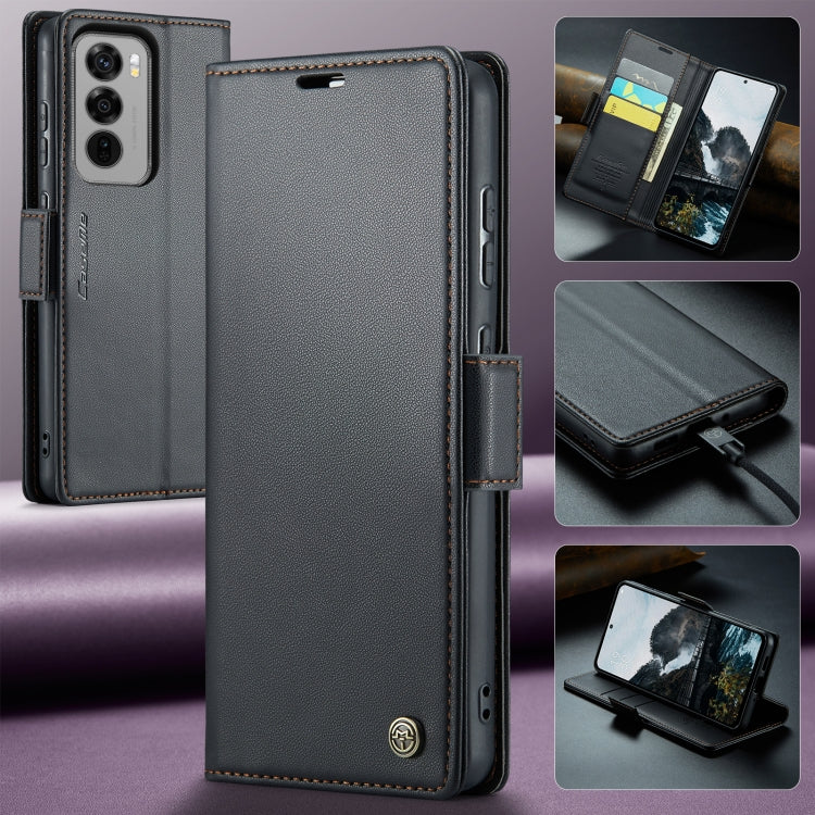 For OPPO Reno12 5G Global CaseMe 023 Butterfly Buckle Litchi Texture RFID Anti-theft Leather Phone Case