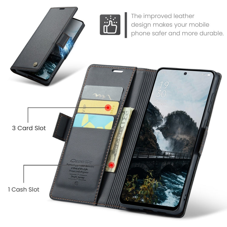 For OPPO Reno12 5G Global CaseMe 023 Butterfly Buckle Litchi Texture RFID Anti-theft Leather Phone Case
