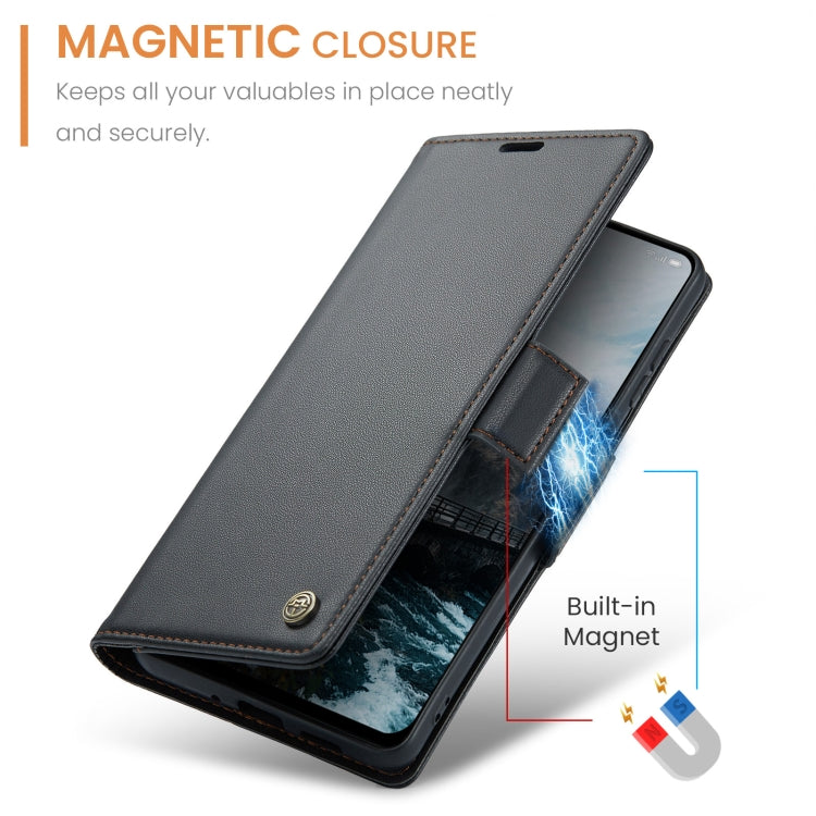 For OPPO Reno12 5G Global CaseMe 023 Butterfly Buckle Litchi Texture RFID Anti-theft Leather Phone Case