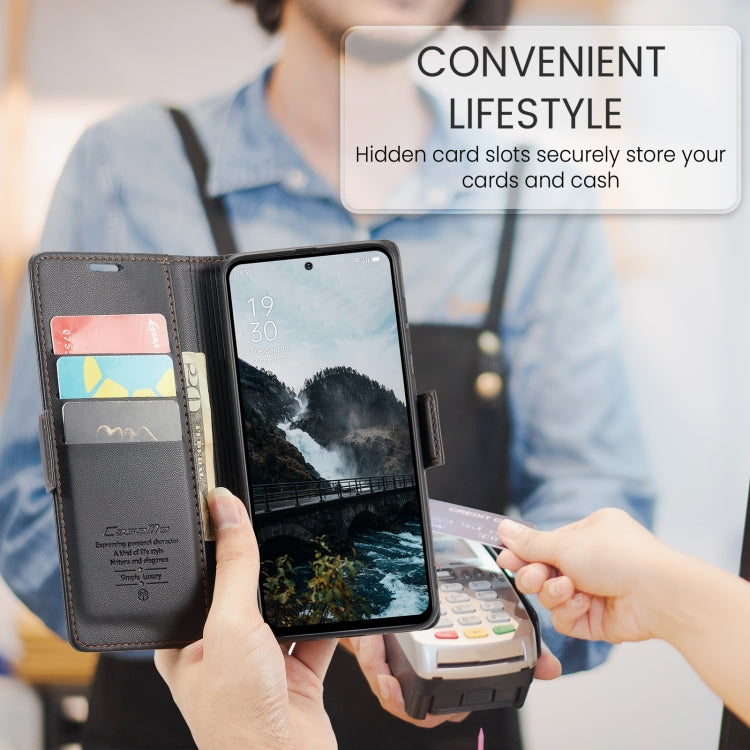 For OPPO Reno12 5G Global CaseMe 023 Butterfly Buckle Litchi Texture RFID Anti-theft Leather Phone Case