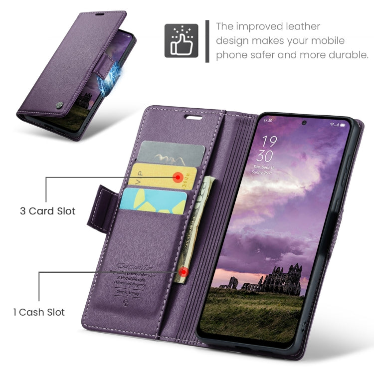 For OPPO Reno12 5G Global CaseMe 023 Butterfly Buckle Litchi Texture RFID Anti-theft Leather Phone Case