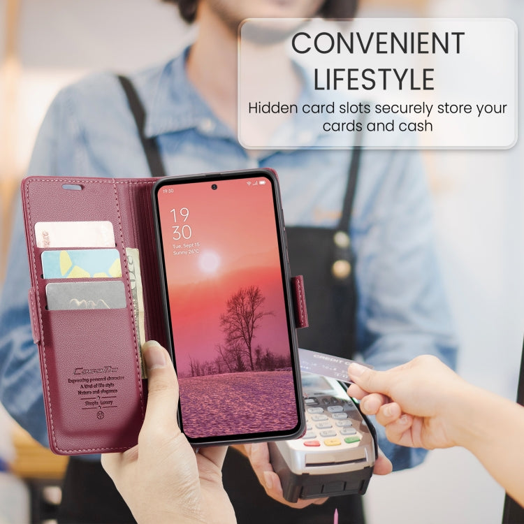 For OPPO Reno12 Pro 5G Global CaseMe 023 Butterfly Buckle Litchi Texture RFID Anti-theft Leather Phone Case