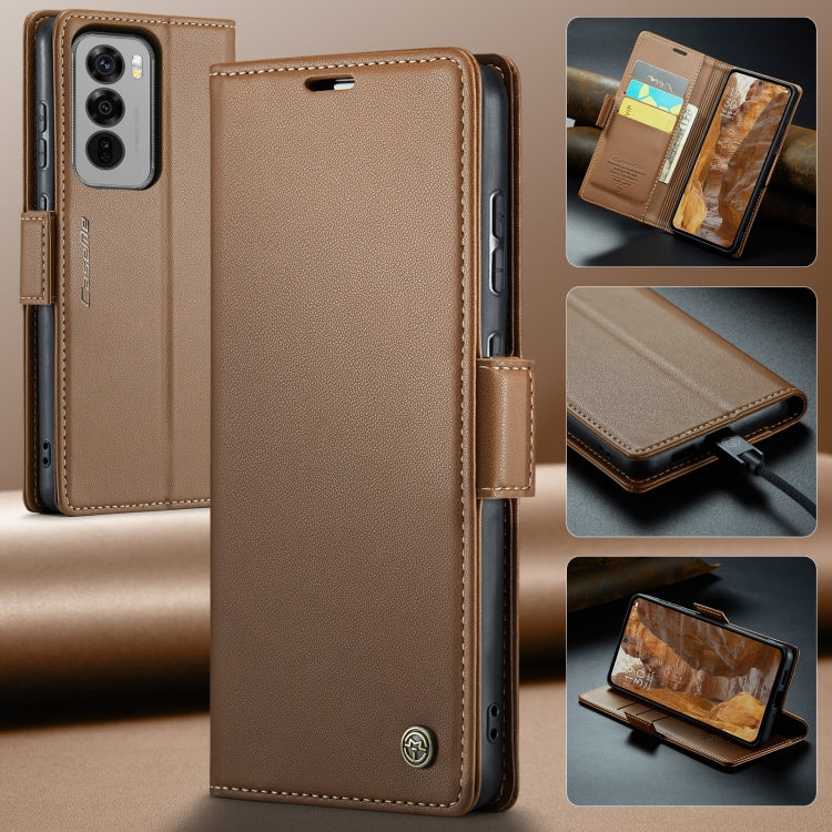 For OPPO Reno12 Pro 5G Global CaseMe 023 Butterfly Buckle Litchi Texture RFID Anti-theft Leather Phone Case