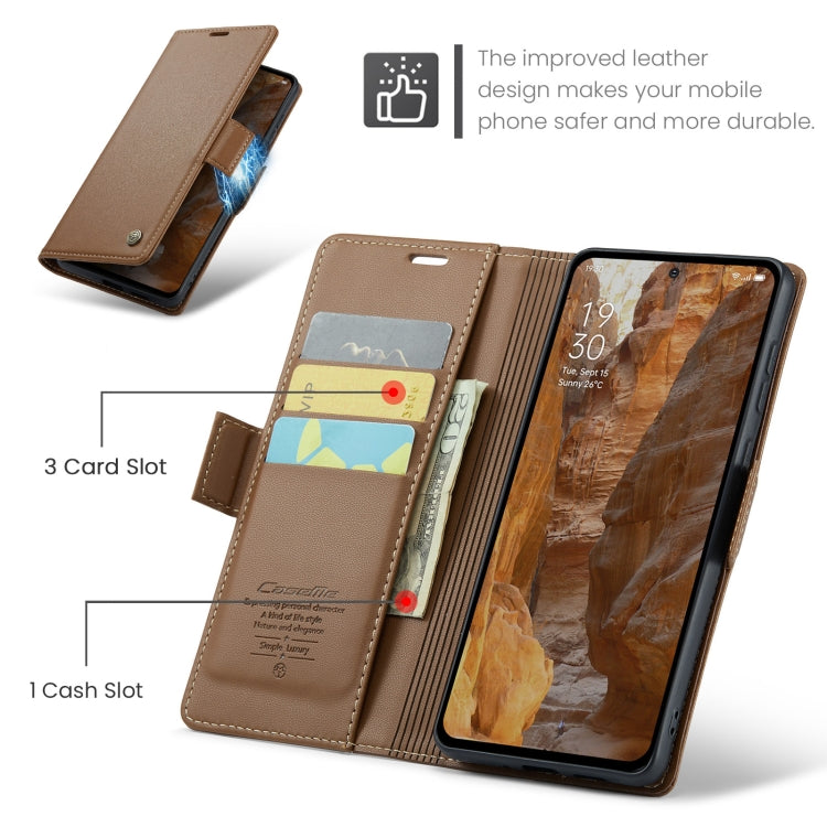 For OPPO Reno12 Pro 5G Global CaseMe 023 Butterfly Buckle Litchi Texture RFID Anti-theft Leather Phone Case