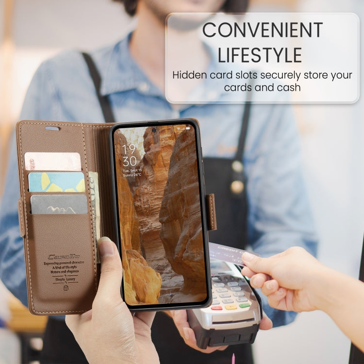 For OPPO Reno12 Pro 5G Global CaseMe 023 Butterfly Buckle Litchi Texture RFID Anti-theft Leather Phone Case
