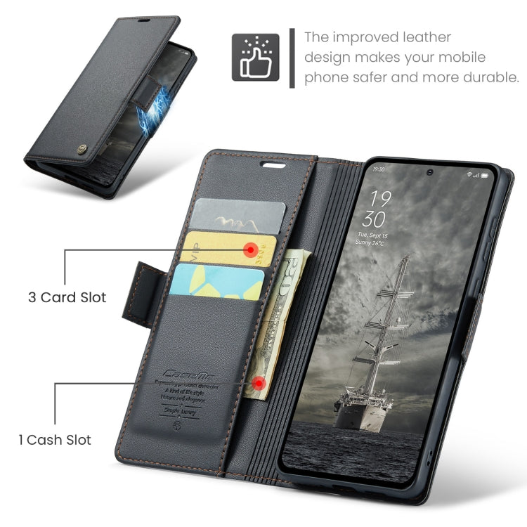 For OPPO Reno12 Pro 5G Global CaseMe 023 Butterfly Buckle Litchi Texture RFID Anti-theft Leather Phone Case