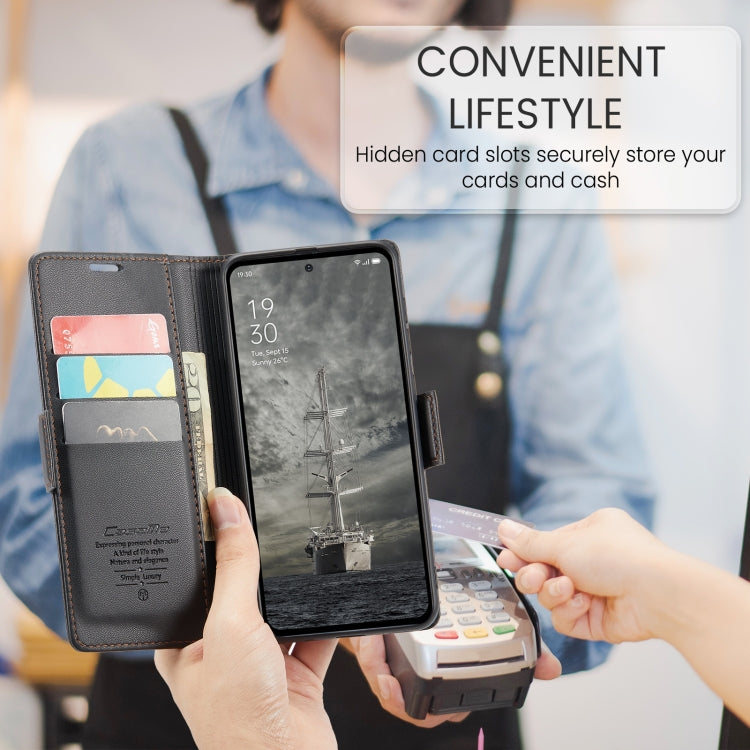 For OPPO Reno12 Pro 5G Global CaseMe 023 Butterfly Buckle Litchi Texture RFID Anti-theft Leather Phone Case