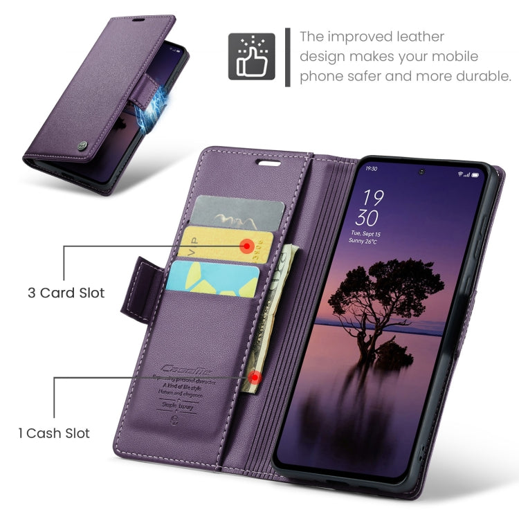 For OPPO Reno12 Pro 5G Global CaseMe 023 Butterfly Buckle Litchi Texture RFID Anti-theft Leather Phone Case