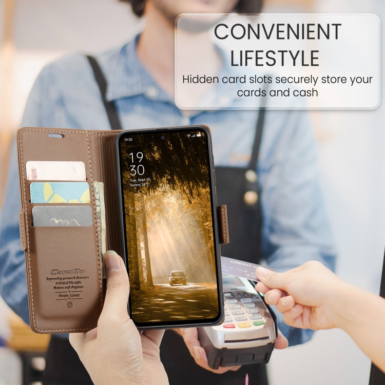 For OPPO Reno12 F /12 FS 5G CaseMe 023 Butterfly Buckle Litchi Texture RFID Anti-theft Leather Phone Case