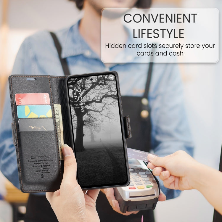 For OPPO Reno12 F /12 FS 5G CaseMe 023 Butterfly Buckle Litchi Texture RFID Anti-theft Leather Phone Case