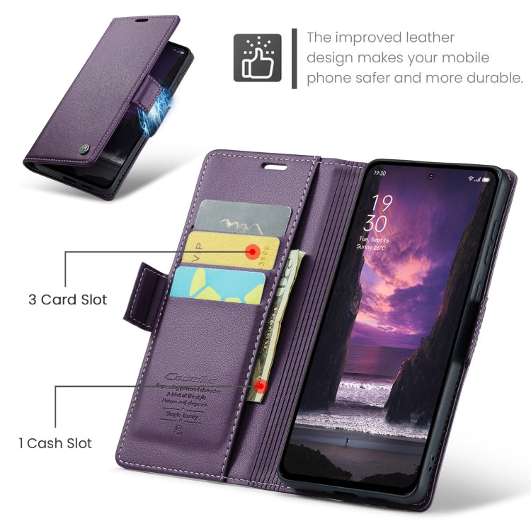 For OPPO Reno12 F /12 FS 5G CaseMe 023 Butterfly Buckle Litchi Texture RFID Anti-theft Leather Phone Case